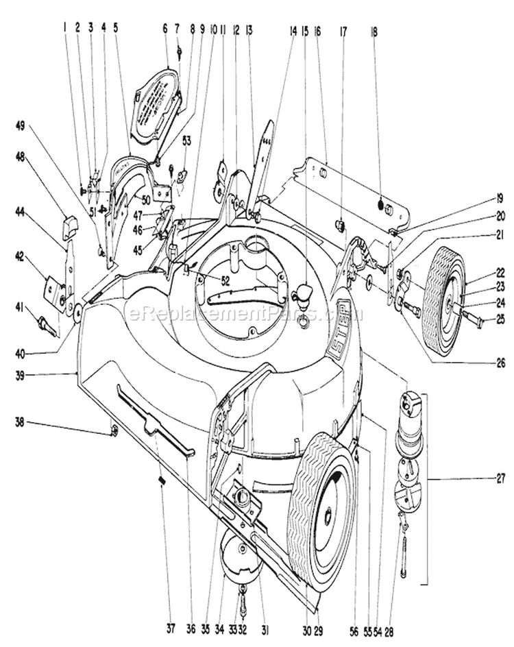 Housing Assembly Diagram and Parts List for 18171 1000001-1999999 - 1971 Toro Lawn Mower