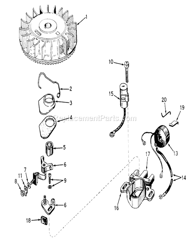 Magneto No. 610716 Diagram and Parts List for 18213 8000001-8999999 - 1968 Toro Lawn Mower