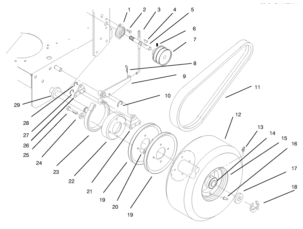 Axle, Brake, Wheel Drive And Belts Diagram and Parts List for 30182 690001 - 699999 Toro Lawn Tractor Accessories