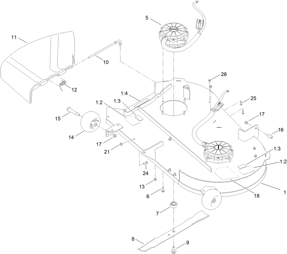 42in Deck Assembly Diagram and Parts List for 75841 400000000 - 416399999 Toro Lawn Tractor