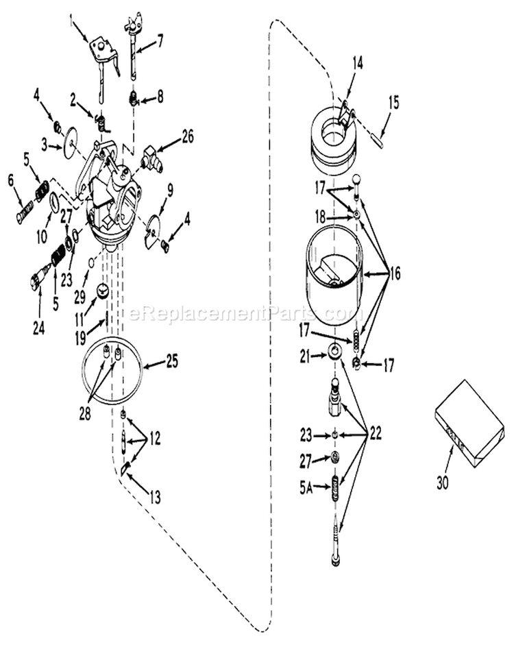 Carburetor Diagram and Parts List for 18208 1000001-1999999 - 1971 Toro Lawn Mower