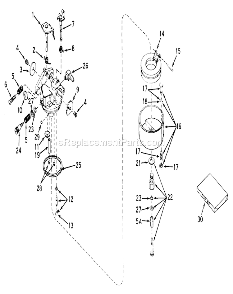 Carburetor Diagram and Parts List for 18257 2000001-2999999 - 1972 Toro Lawn Mower