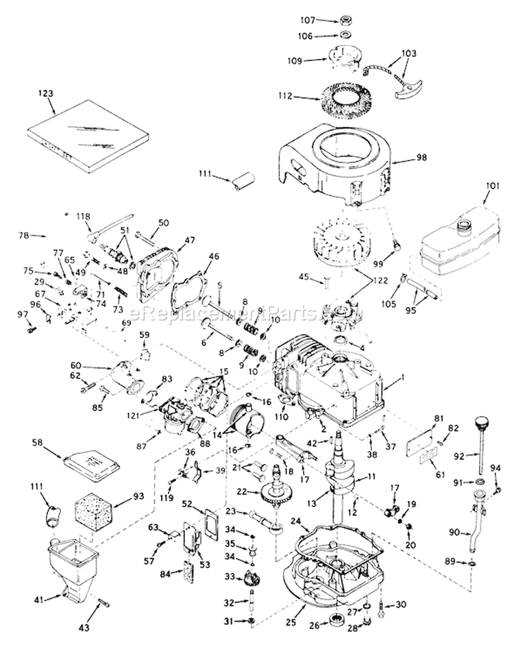 Page E Diagram and Parts List for 18257 2000001-2999999 - 1972 Toro Lawn Mower