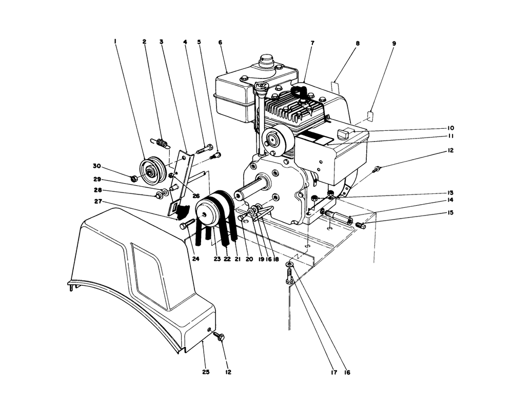 Engine Assembly Diagram and Parts List for 38035 7000001 - 7999999 Toro Snow Blower