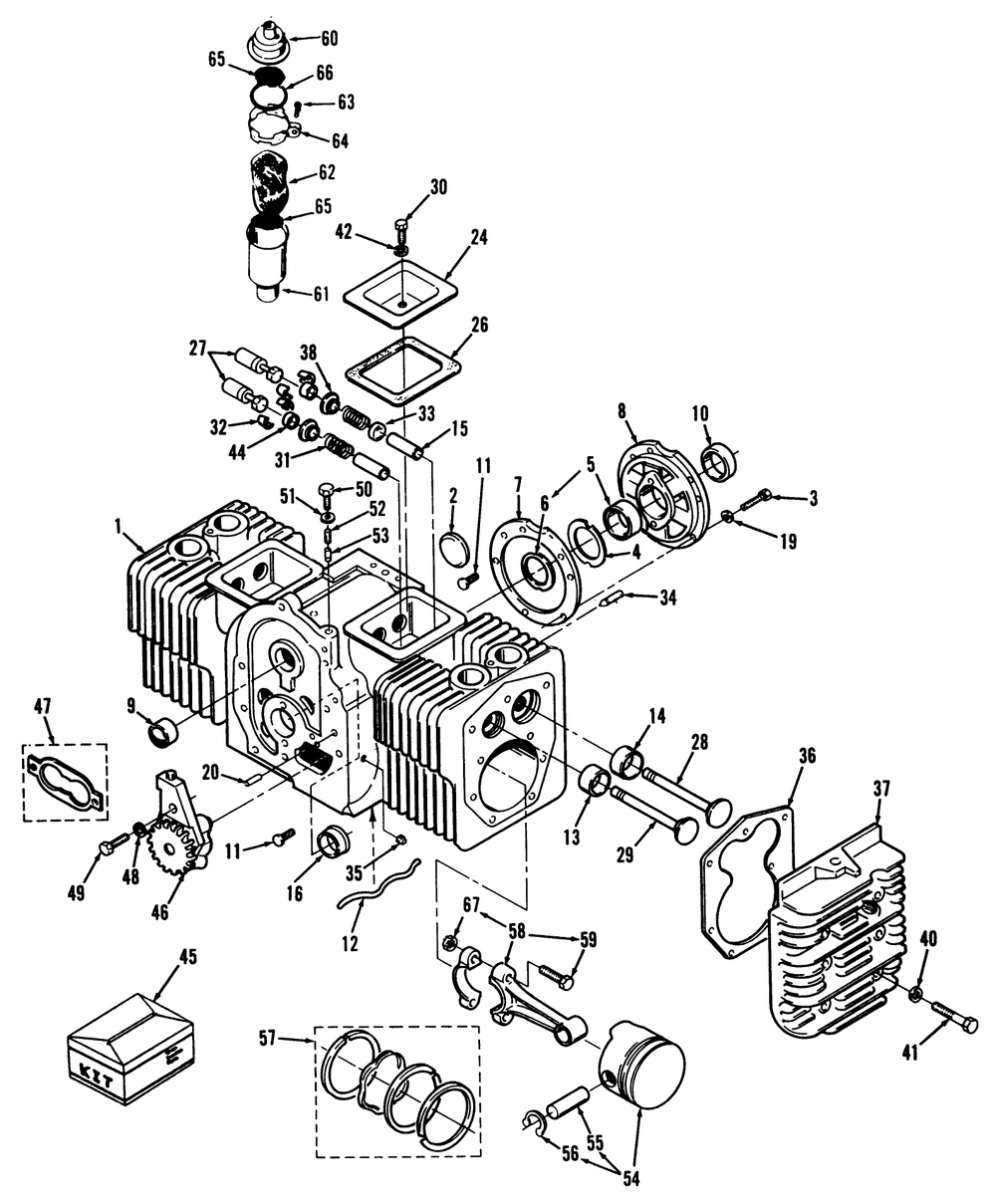 Engine Cylinder Block Diagram and Parts List for 41-20OE02 1000001 - 1999999 Toro Lawn Tractor