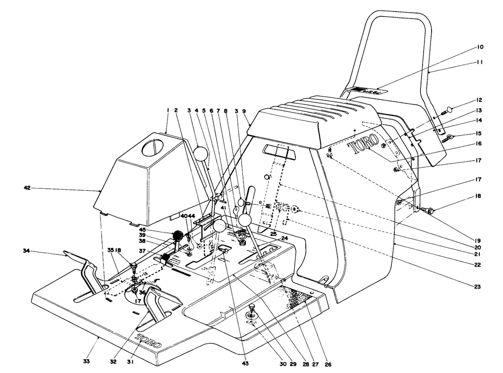 Body And Seat Assembly Diagram and Parts List for 56030 3000001 - 3999999 Toro Lawn Tractor