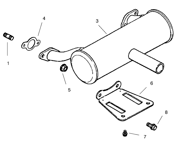 Exhaust Diagram and Parts List for 74209 (0000001-0000999)(2000) Toro Lawn Mower