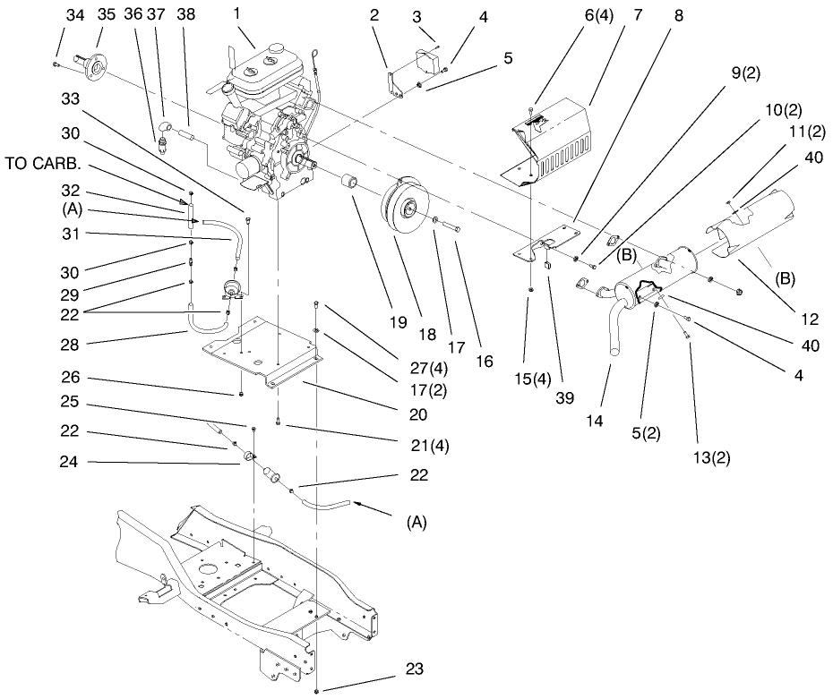 Liquid Cooled Gas Engine Assembly Diagram and Parts List for 73545 8900001 - 8999999 Toro Lawn Tractor