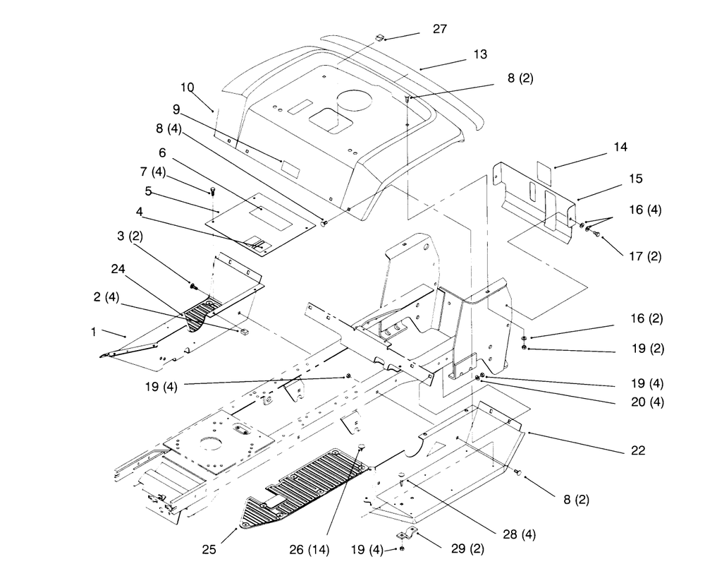 Fender And Footrest Diagram and Parts List for 72042 5900001 - 5900796 Toro Lawn Tractor