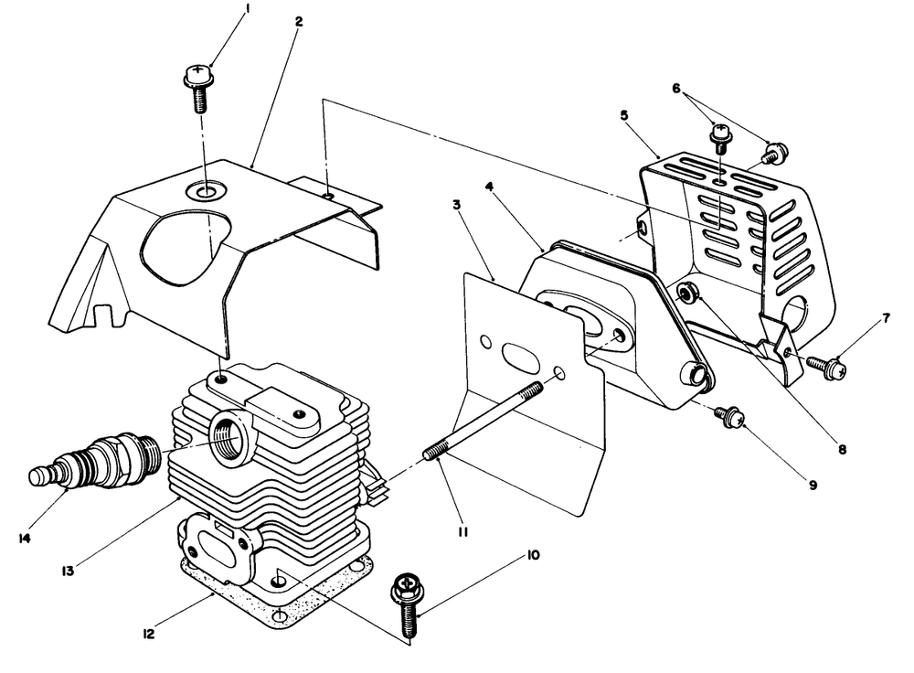 Cylinder & Muffler Assembly Diagram and Parts List for 51644 5000001 - 5999999 Toro Trimmer