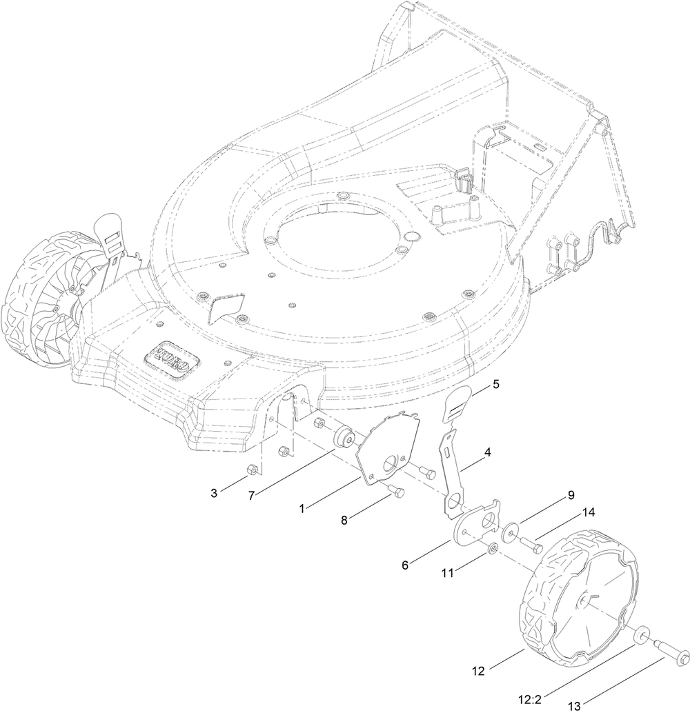 Front Wheel And Height-Of-Cut Assembly Diagram and Parts List for 21563 411000000 - 412146708 Toro Lawn Mower