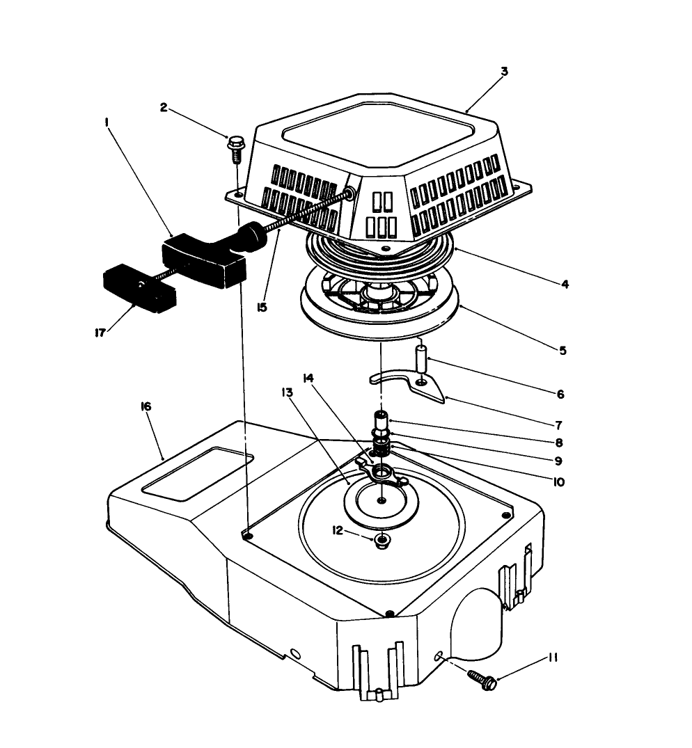 Recoil Assembly Diagram and Parts List for 20628C 8000001 - 8999999 Toro Lawn Mower