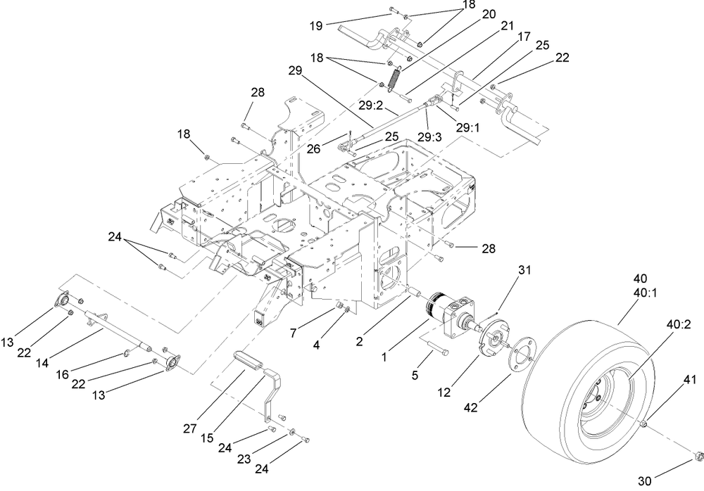 Parking Brake Assembly Diagram and Parts List for 74410 (250007001-250999999)(2005) Toro Lawn Mower