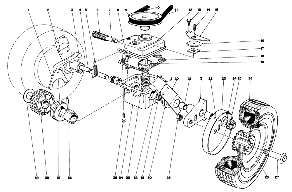 Gear Box Assembly Diagram and Parts List for 21073 3000001 - 3999999 Toro Lawn Mower