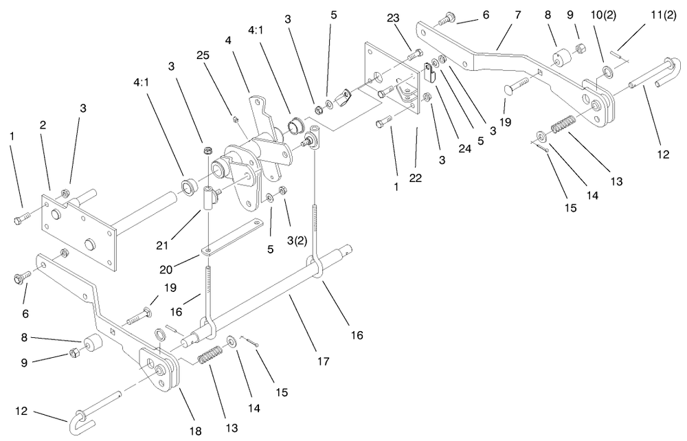 Hydro Lift Lower Assembly Diagram and Parts List for 73545 8900001 - 8999999 Toro Lawn Tractor