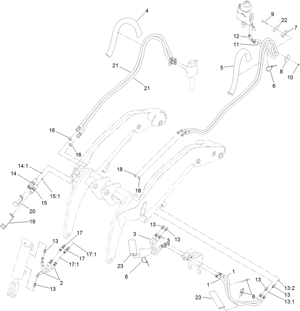 Loader Hydraulic Assembly Diagram and Parts List for 22327HD 401900000 - 401999999 Toro Lawn Tractor Accessories