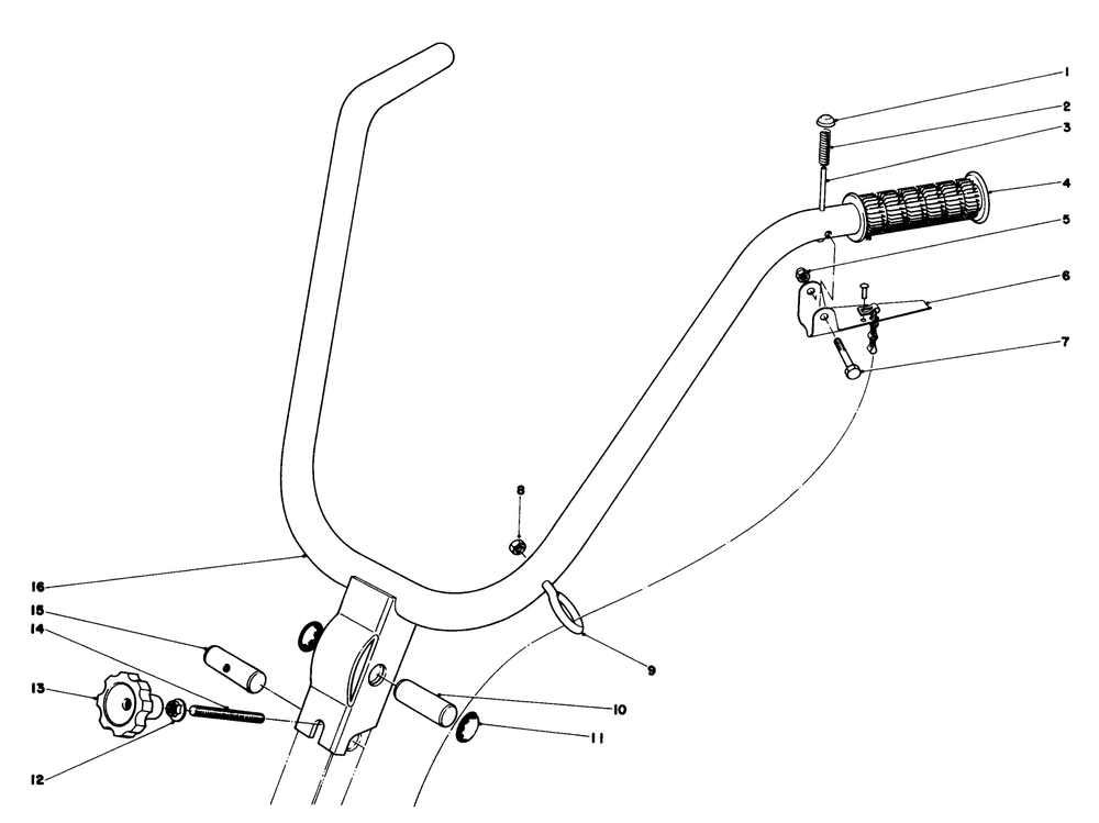 Handle Assembly Model 58307 & 58336 Diagram and Parts List for 58307 8000001 - 8999999 Toro Tiller