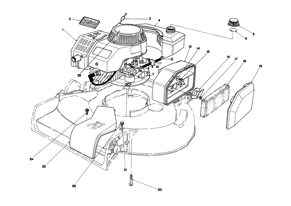 Engine Assembly (Used On Units With Serial No. 6004102 & Up) Diagram and Parts List for 16785 6000001 - 6999999 Toro Lawn Mower