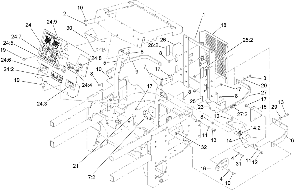 Engine Housing Assembly Diagram and Parts List for 74264TE (260000001-260999999)(2006) Toro Lawn Mower