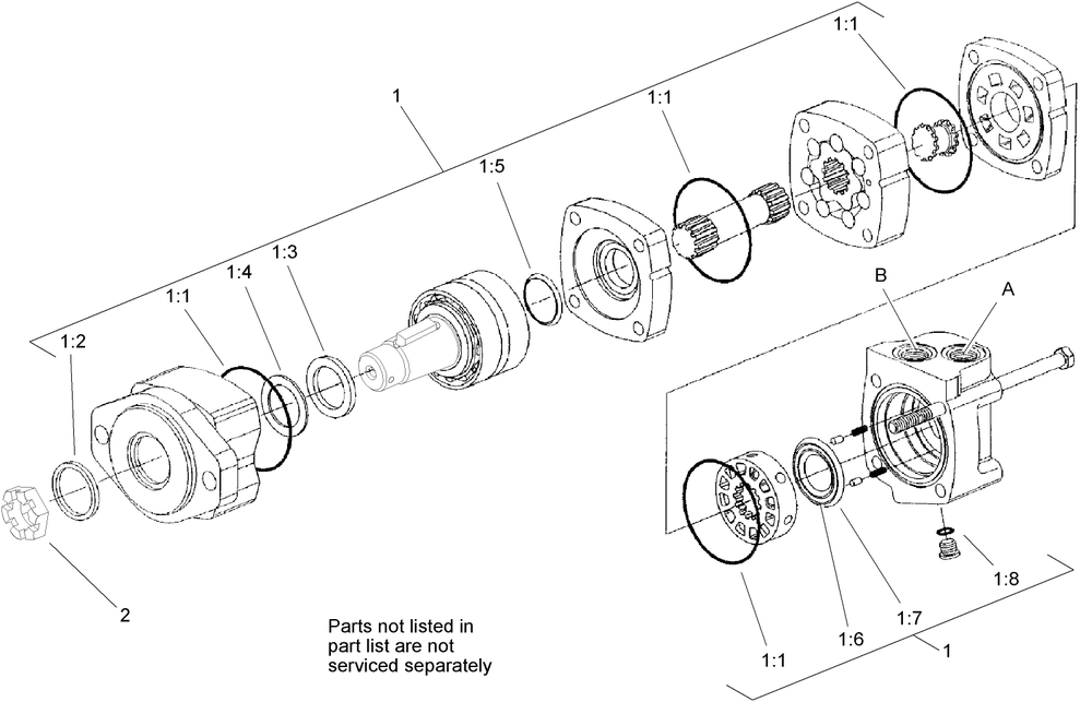 Hydraulic Motor Assembly No. 98-8280 Diagram and Parts List for 22420 400000000 - 401999999 Toro Lawn Tractor Accessories