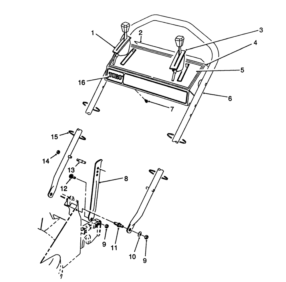 Handle Assembly Diagram and Parts List for 26622 9000001 - 9999999 Toro Lawn Mower