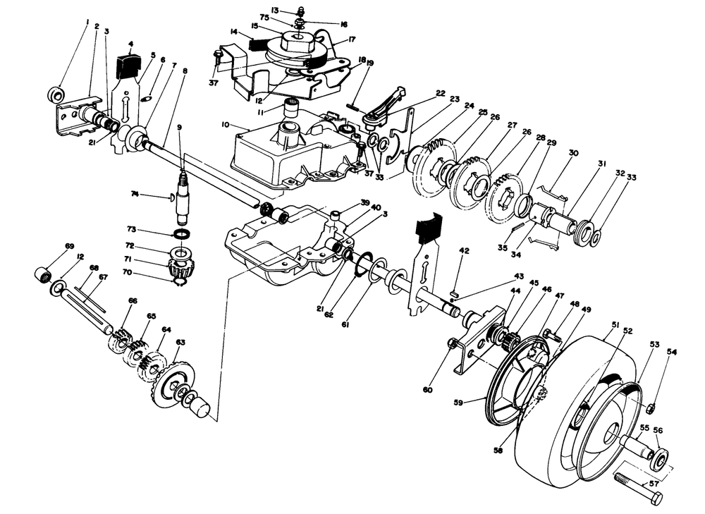 Gear Case Assembly Diagram and Parts List for 22040 3900001 - 3999999 Toro Lawn Mower