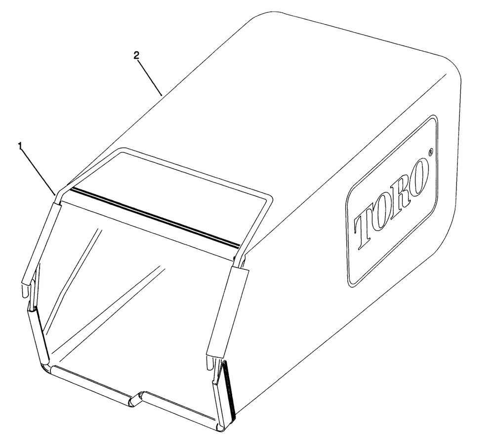 Grass Bag Assembly Diagram and Parts List for 26621B 2000001 - 2999999 Toro Lawn Mower