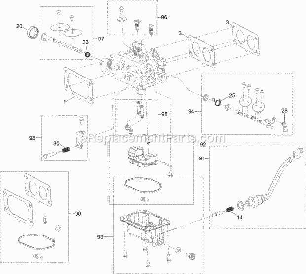 Carburetor Assembly No. 127-9249 Engine Assem Diagram and Parts List for 74797 315000001-315999999 Toro Lawn Mower