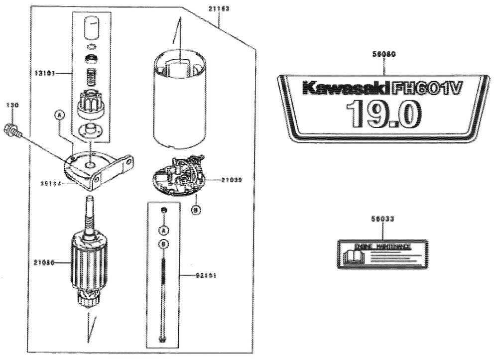 Starter/Decals Diagram and Parts List for 74173 (990001-999999)(1999) Toro Lawn Mower