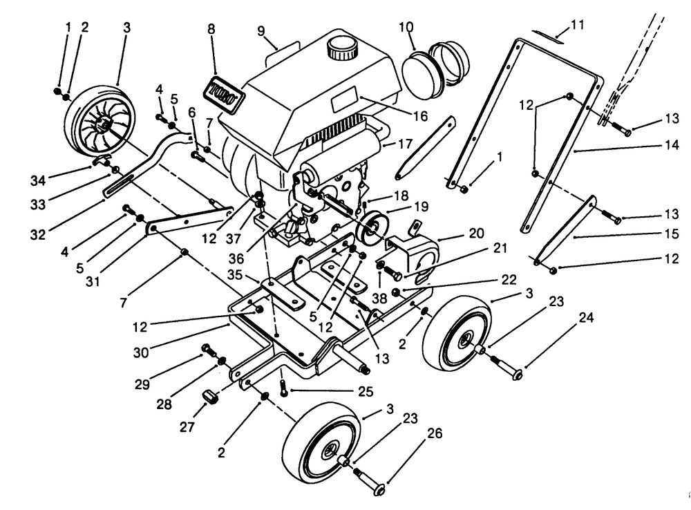 Frame Assembly Diagram and Parts List for 58410 7000001 - 7999999 Toro Edger
