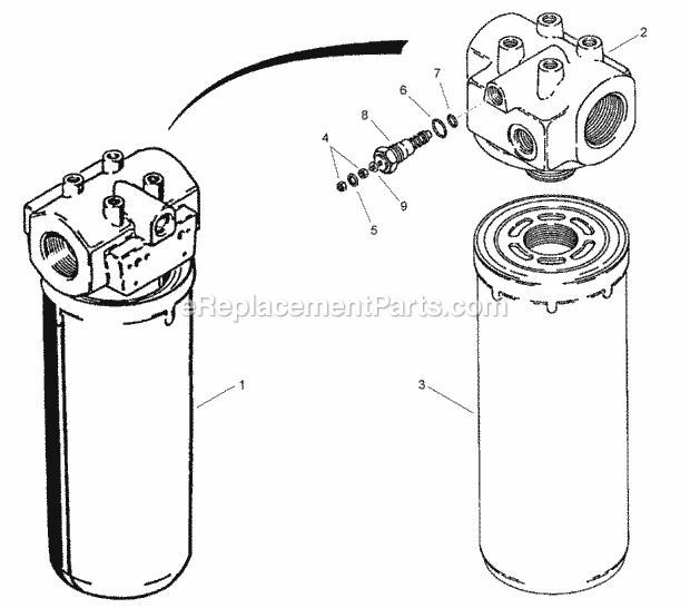 Hydraulic Oil Filter Assembly Diagram and Parts List for 2011  Toro Lawn Tractor Accessories