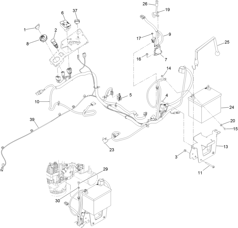 Electrical Assembly Diagram and Parts List for 74493 407146062-999999999 Toro Lawn Tractor