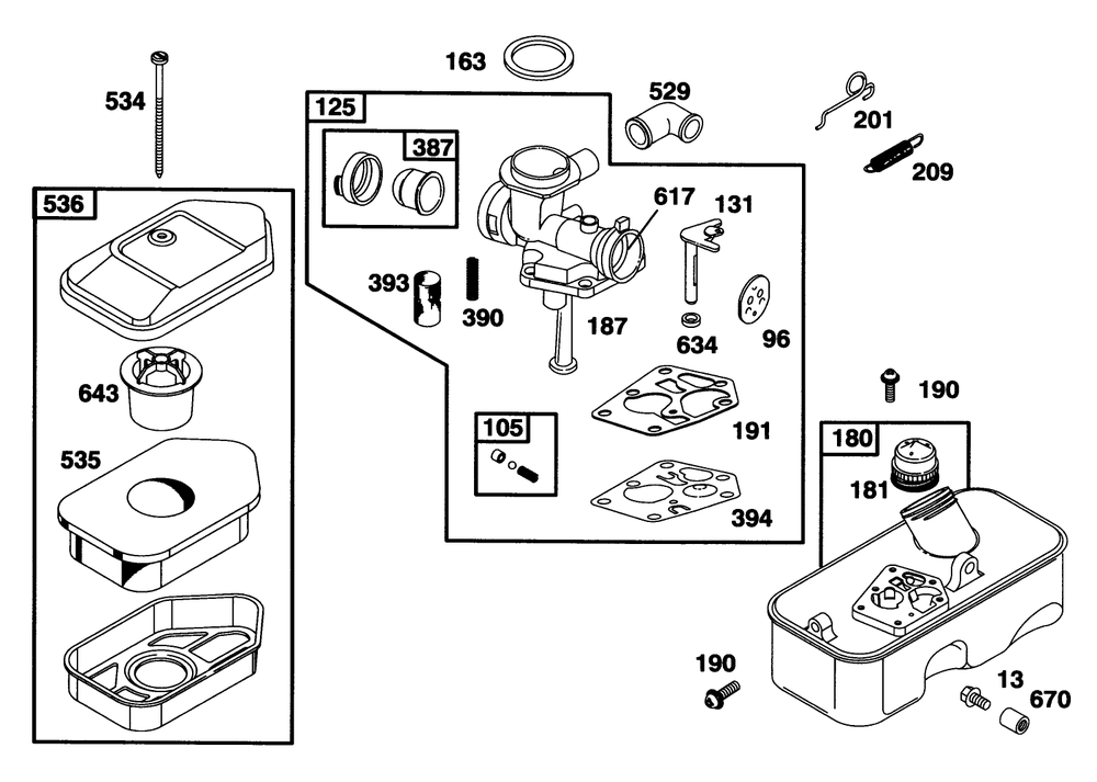 Engine Briggs & Stratton Model 95902-3153-01 Diagram and Parts List for 16410 3900001 - 3999999 Toro Lawn Mower