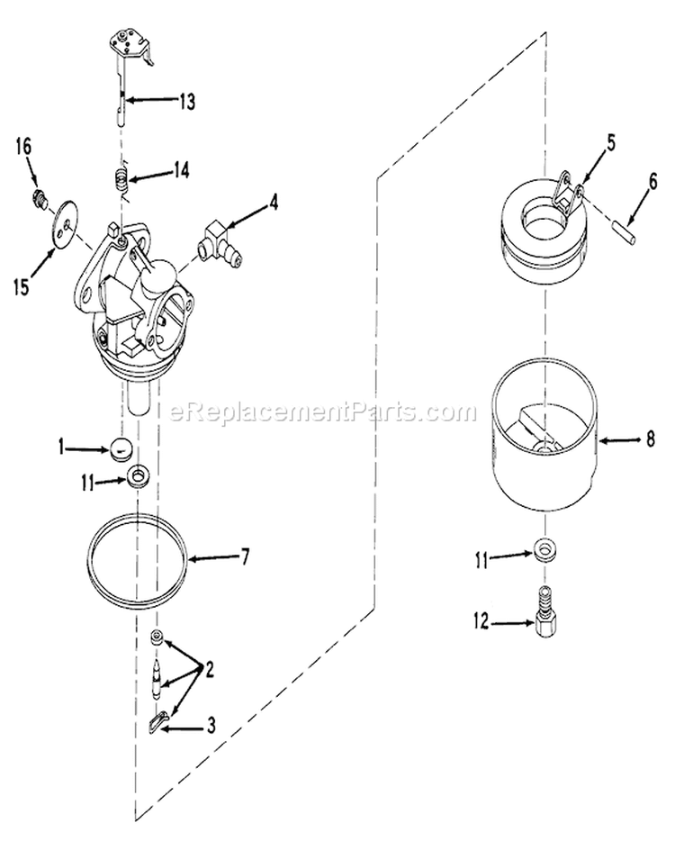 Carburetor Diagram and Parts List for 19273 3000001-3999999 - 1973 Toro Lawn Mower
