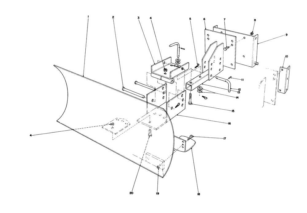 Grader Blade Assembly Model 59099 (Optional) Diagram and Parts List for 38035 7000001 - 7999999 Toro Snow Blower