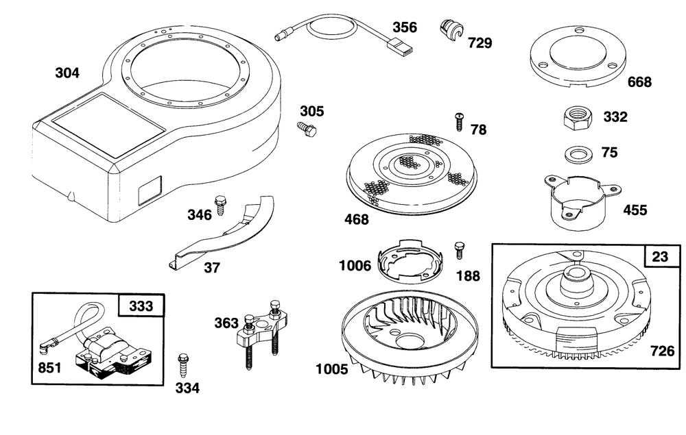 Engine Briggs & Stratton Model 28d707-0124-01 Diagram and Parts List for 70142 59000001 - 59999999 Toro Lawn Tractor