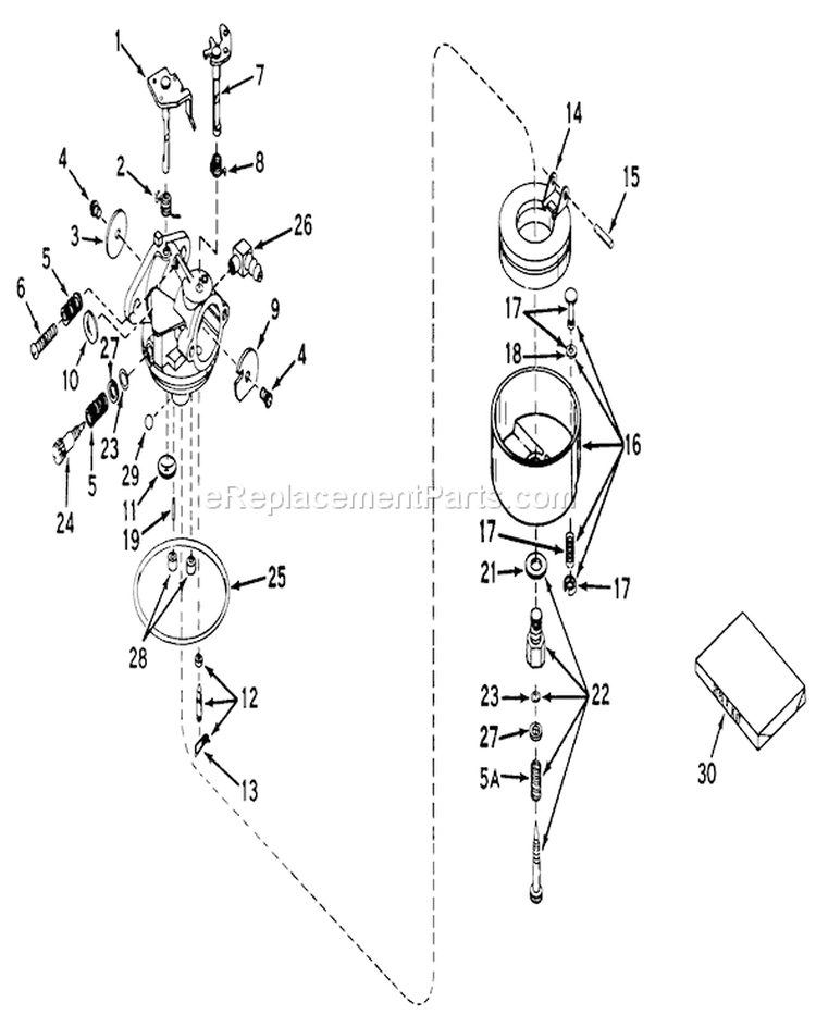 Carburetor Diagram and Parts List for 19224 0000001-0999999 - 1970 Toro Lawn Mower