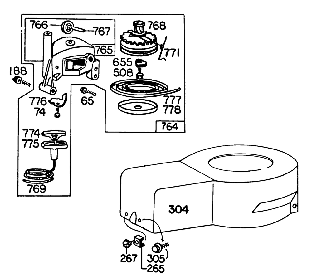 Starter & Shroud Assembly Model 92908-1846-01 Diagram and Parts List for 16711 8000001 - 8999999 Toro Lawn Mower