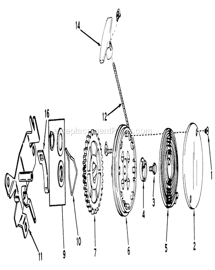 Rewind Starter Diagram and Parts List for 19400 6000001-6999999 - 1976 Toro Lawn Mower
