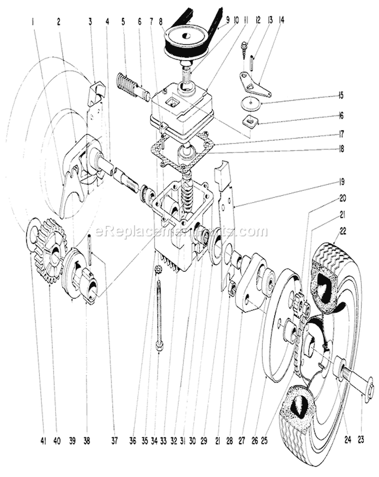 Gear Box Assembly Diagram and Parts List for 19472 1000001-1999999 - 1971 Toro Lawn Mower