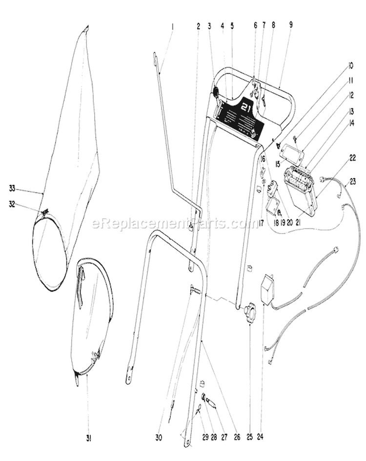 Handle Assembly Diagram and Parts List for 19472 1000001-1999999 - 1971 Toro Lawn Mower