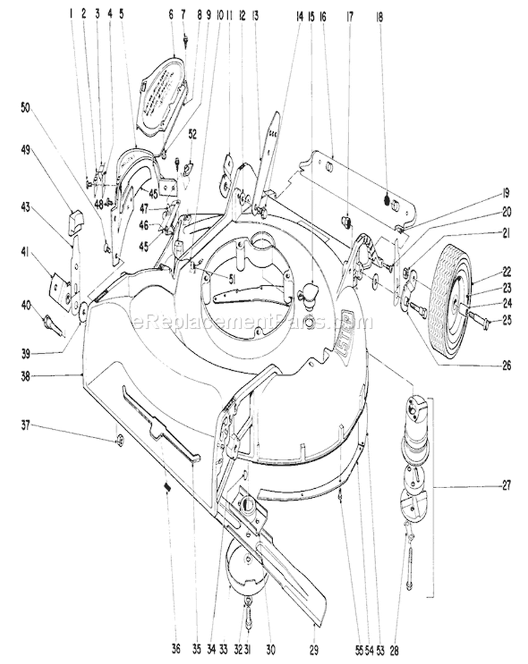 Housing Assembly Diagram and Parts List for 19472 1000001-1999999 - 1971 Toro Lawn Mower