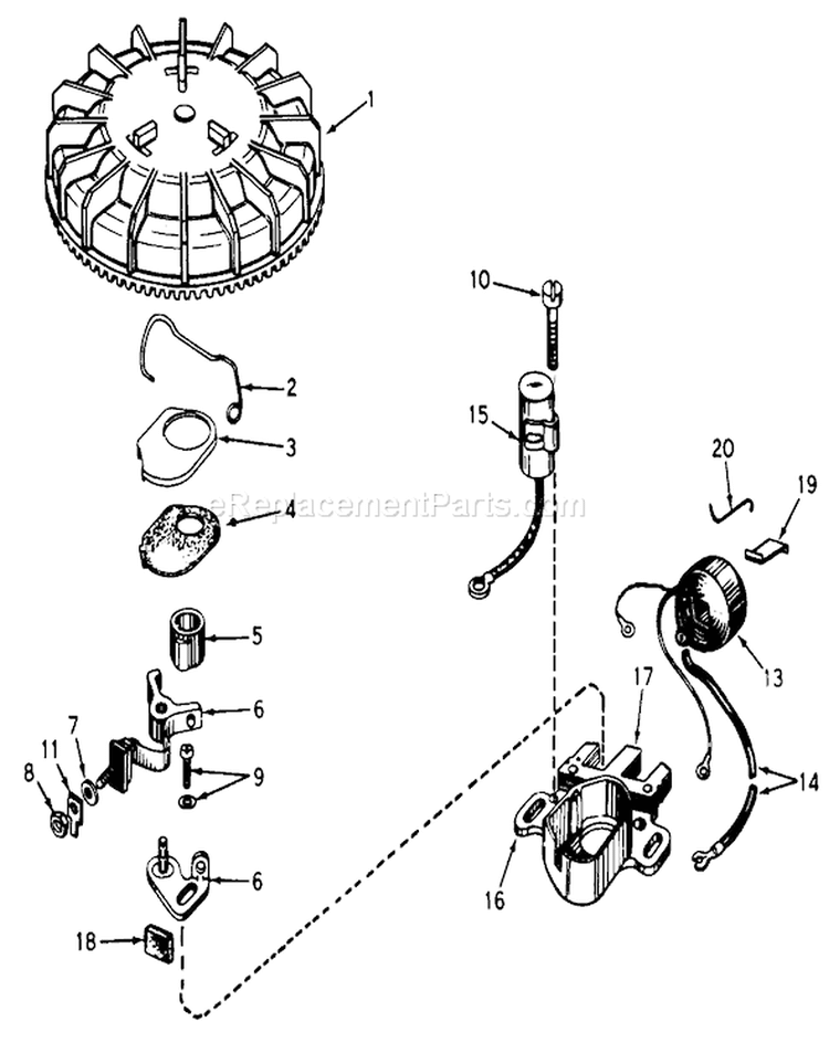 Magneto Diagram and Parts List for 19477 7000001-7999999 - 1977 Toro Lawn Mower