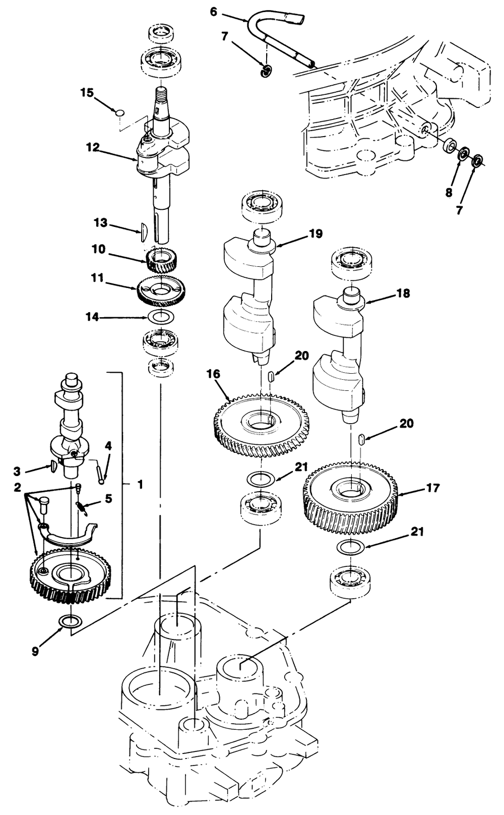 12hp Engine Crankshaft & Camshaft Assembly Diagram and Parts List for 32-10BE02 1000001 - 1999999 Toro Lawn Tractor