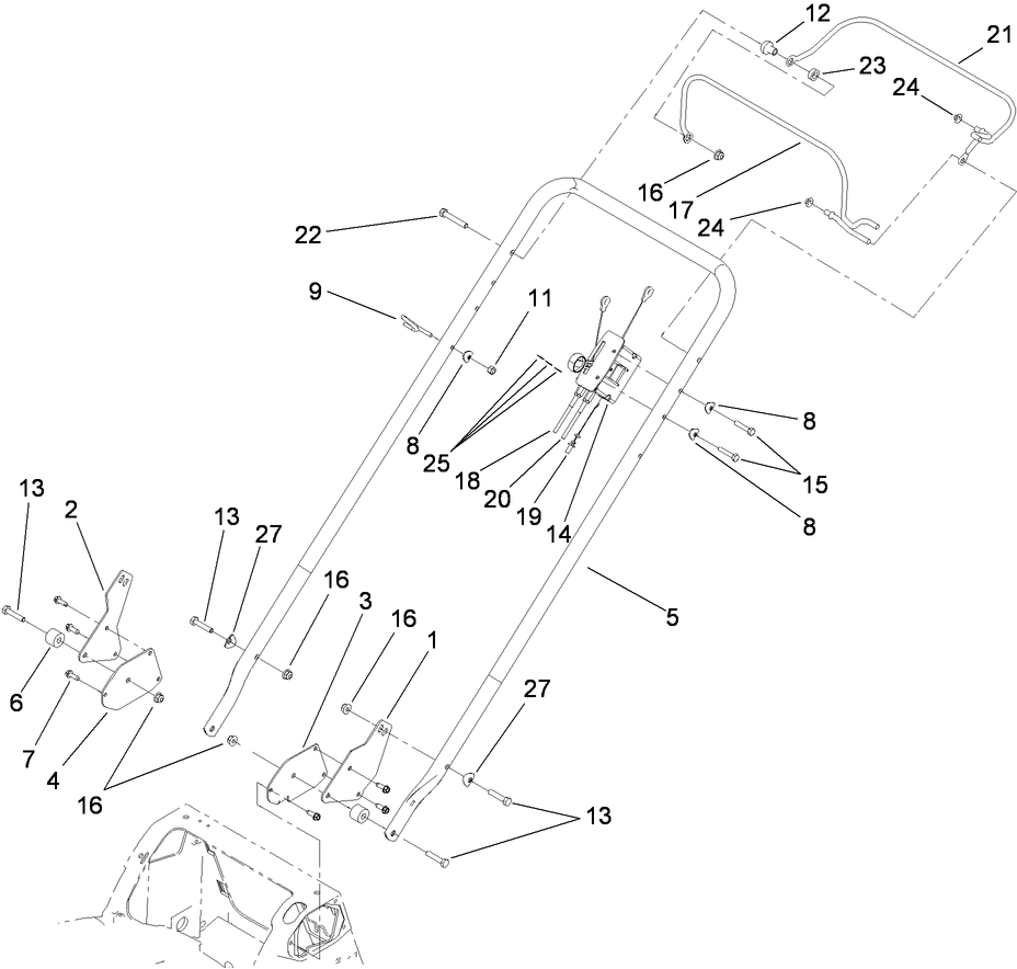 Handle Assembly Diagram and Parts List for 22156TE (310000001-310001000)(2010) Toro Lawn Mower