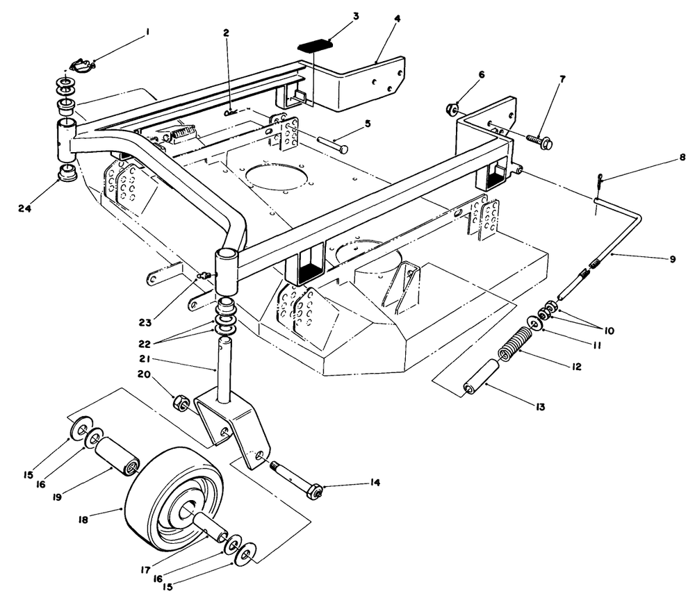 36" Carrier Frame Model No. 30136 Diagram and Parts List for 30108 4000001 - 4999999 Toro Lawn Tractor Accessories