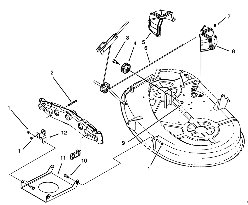 Cable & Cover Assembly (38" Cutting Unit) Diagram and Parts List for 71202 4900001 - 4999999 Toro Lawn Tractor