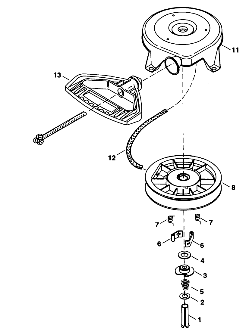 Rewind Starter No. 590672 Diagram and Parts List for 38555 3900001 - 3999999 Toro Snow Blower