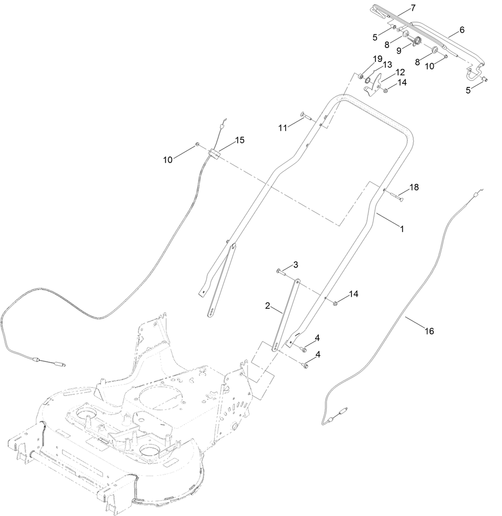 Handle Assembly Diagram and Parts List for 22210 (316000001-316999999)(2016) Toro Lawn Mower