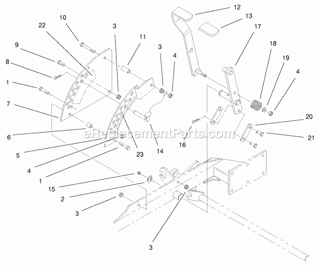 Height Of Cut Handle And Plates Diagram and Parts List for 74179 210000001-210999999 Toro Lawn Mower